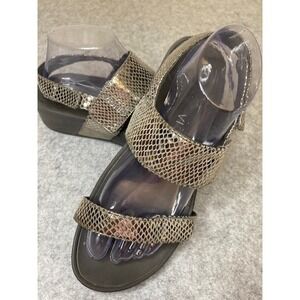 Vionic Bolinas Silver Snake Embossed Strappy Sandals Woman's Size 8.5‎